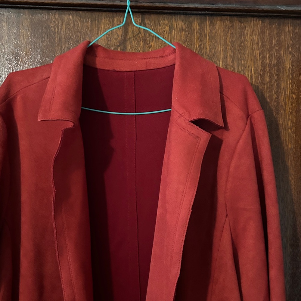 TWO Burnt orange ultra Suede Long Coat and blazer jacket. Two for one price. - Picture 2 of 12